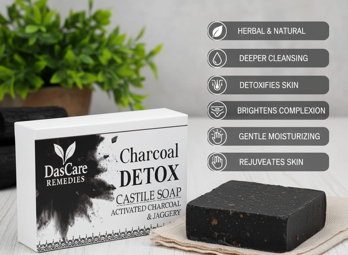 DasCare Remedies Charcoal Detox Castile Soap (Handmade)